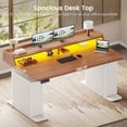 thumbnail image 7 of 55" Standing Desk with LED Lights and Storage, Modern Fluted Stand Up Desk, Height Adjustable Home Office Desk, 7 of 7