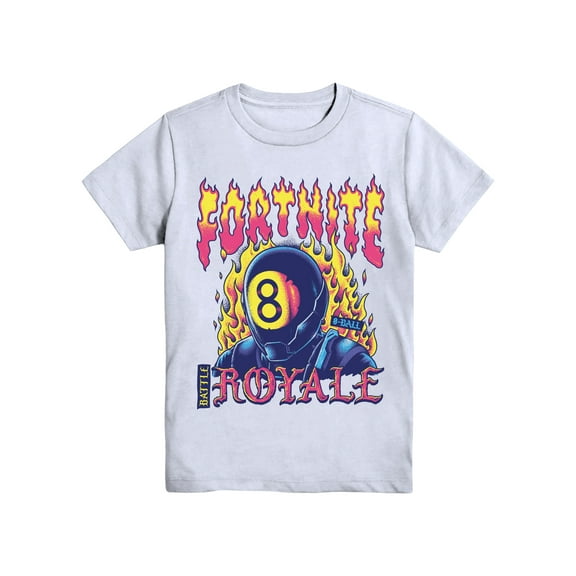 Fortnite 8-Ball Fire Graphic Tee with Short Sleeves, Sizes 4-18