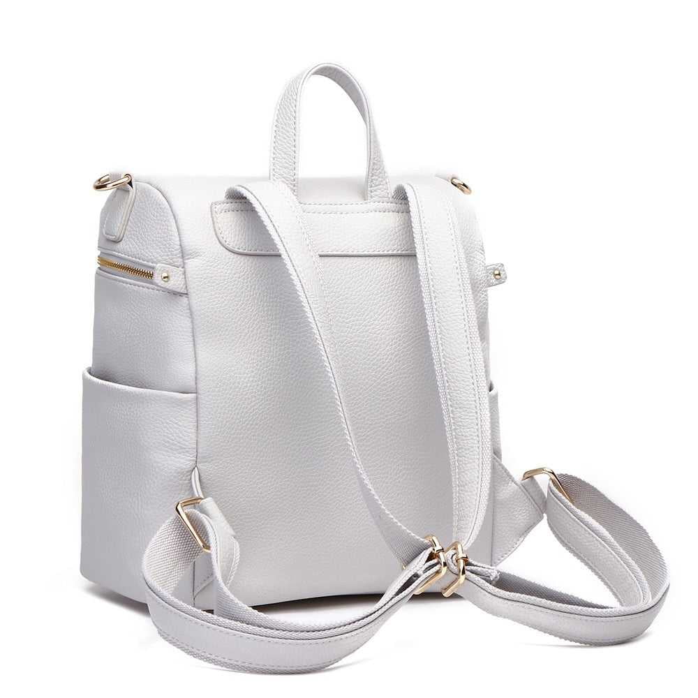 Luli Bebe Petit Monaco Diaper Bag Backpack Storage Bag Stylish Vegan Leather | Stone Grey