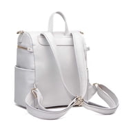 Luli Bebe Petit Monaco Diaper Bag Backpack Storage Bag Stylish Vegan Leather | Stone Grey
