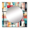 thumbnail image 2 of Designart "Gridlock Of Geometric Patterns In Green And Pink II" 0 Square Mirror For Wall Decor - Large Black Square Printed Wall Mirror Art - Square Modern Mirror - Wall Mounted Square Large Mirror, 2 of 5