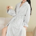 thumbnail image 4 of Fanxing Womens Plush Thickened Robes Long Sleeve Coral Fleece Nightgown with Pocket Casual Belt Pajama Bathrobes Gray Free Size, 4 of 4