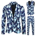 thumbnail image 1 of Conjunto de 3 piezas de traje con chaleco y pantalón con estampado digital navideño, 1 of 1