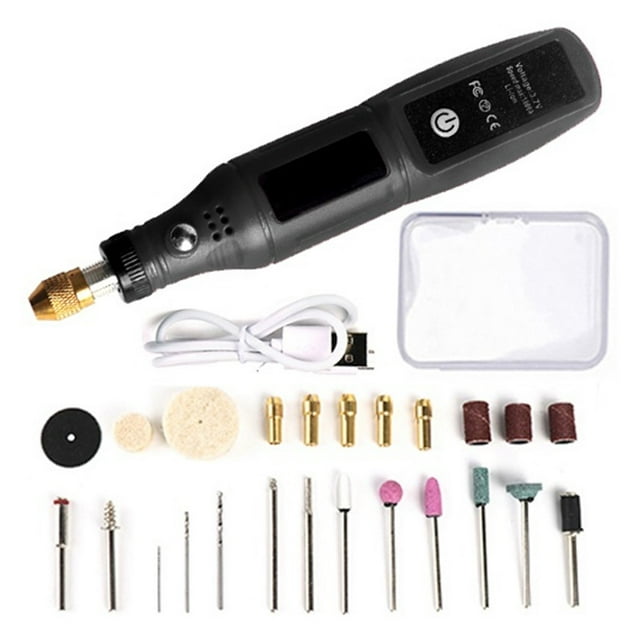 USB Cordless Rotary Tool Kit Woodworking Engraving Pen DIY For Jewelry Metal Glass Mini Wireless Drill With 24PCS Accessory ,Compact and Lightweight Portable
