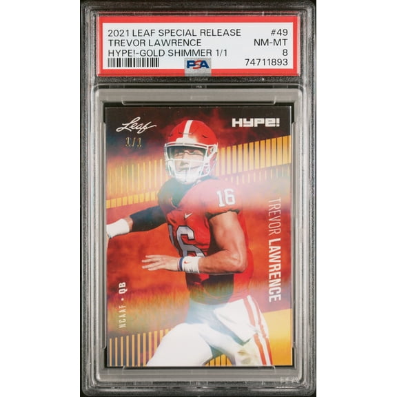 PSA 8 Trevor Lawrence 2021 Leaf Hype #49 Gold Shimmer 1/1 Rookie Card Jacksonville Jaguars