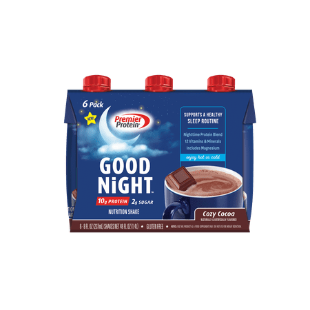 Premier Protein Good Night Shake, Cozy Cocoa, 10g Protein, 8 fl oz, 6 Ct
