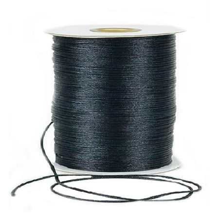 Knotted Cord - Black -(2 mm x 100 Yards) Rattail Satin Nylon Trim Cord Chinese Knot