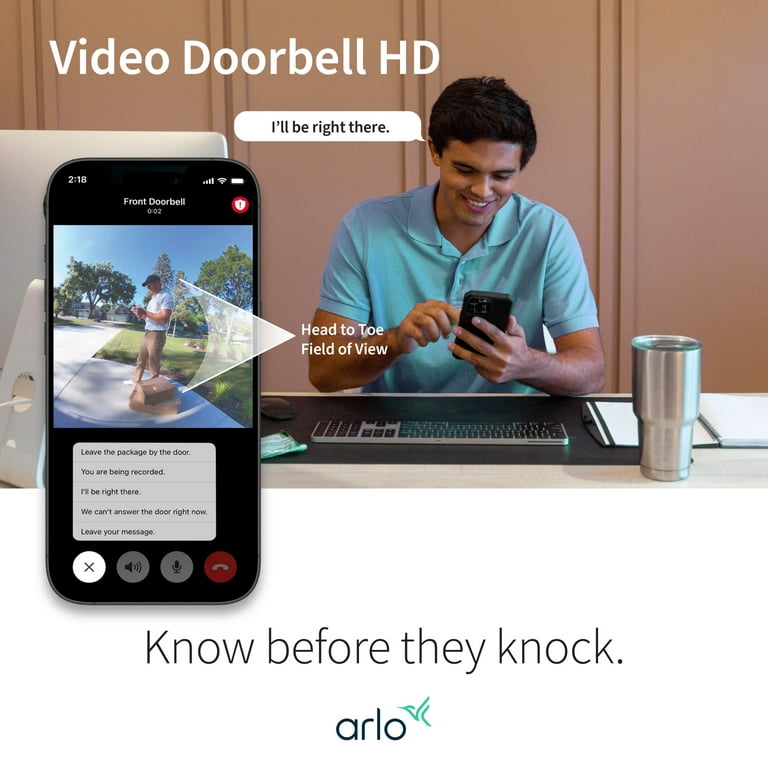 Free Shipping! Arlo Video Doorbell HD 1080p Battery Wired Camera