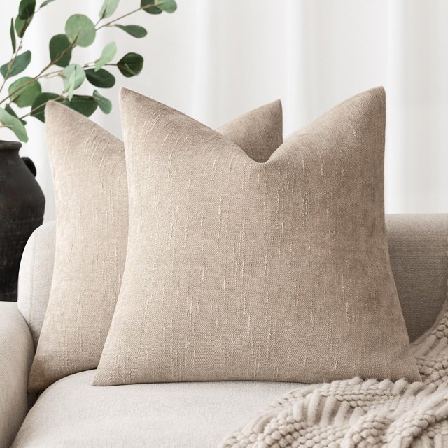 Fundas de almohada Foindtower de felpilla con textura suave, 40 x 40 cm, color crema