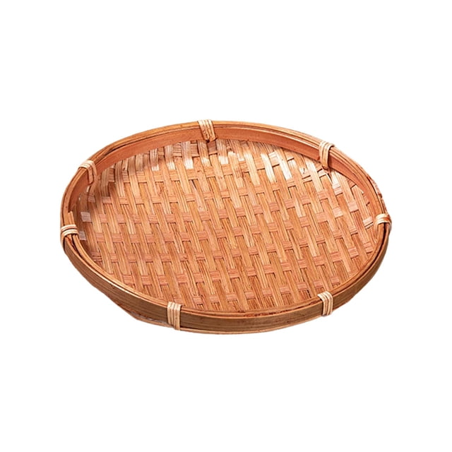 Bandeja de almacenamiento, cesta tejida, recogedor redondo, cesta de pan para verduras, bandeja para servir, cesta de frutas para gabinete, cocina, 17cm