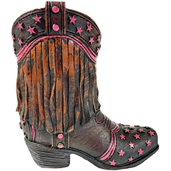 Urbalabs Western Mini Cowboy Boot Vase Toothpick Pencil Holder Teal Red Pink Cowboy Flower Vase Decorative Boots Vases Rustic Decor Country Living Wedding Centerpiece (Pink Stars)