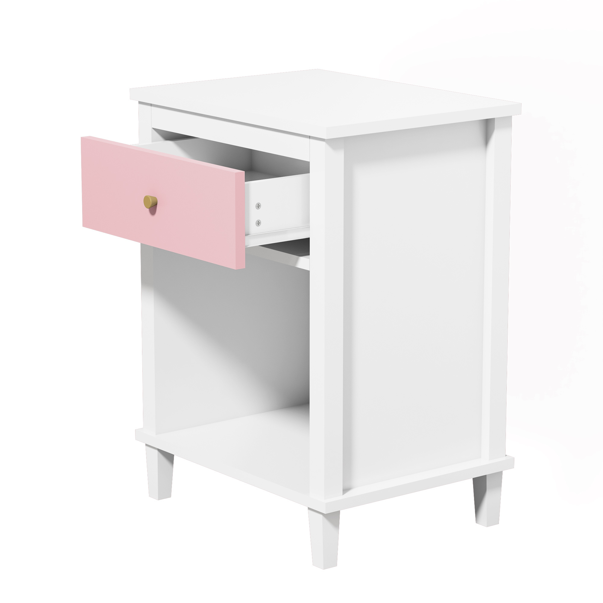 Jopath Wooden Nightstand with One Drawer & One Shelf for Kids, Adults,26.77''H,Pink02