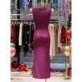 thumbnail image 2 of Mauve Purple Sleeveless Cowl Neck Sparkle Evening Gown For Women, Ruched Detail Long Party Dress, 2 of 5