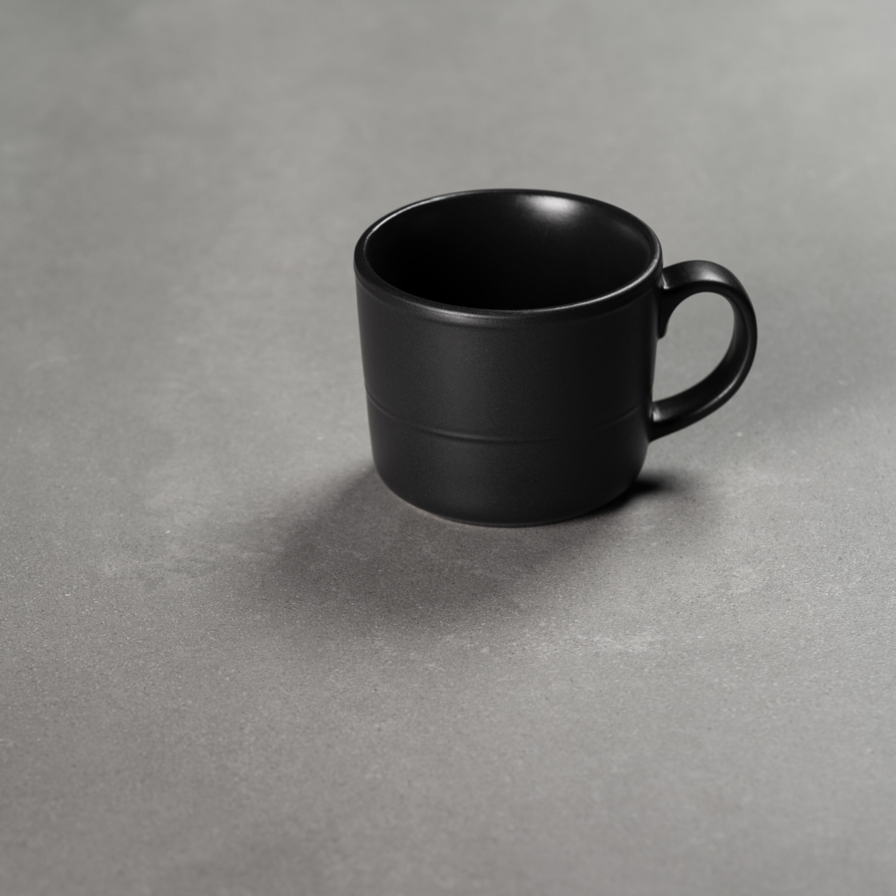 10 Strawberry Street Double Line 3.75"/12 fl oz Stoneware Mug, Set of 6, Matte Black