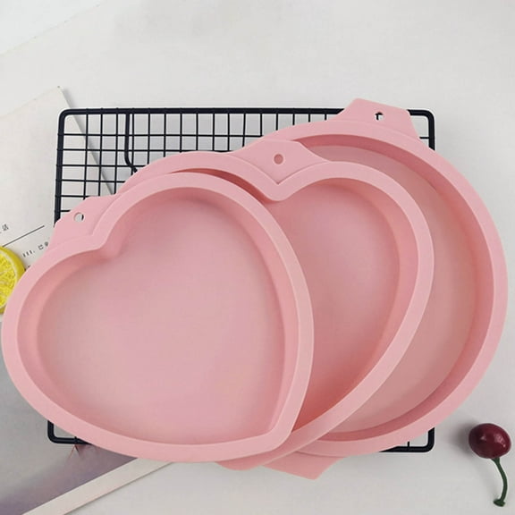 SPRING PARK 6/8 inch Silicone Cake Pan, Round & Heart-Shaped Rainbow Cake Baking Mold Pan Layer Cake Pans, Pizza Molds for Birthday Party