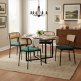 thumbnail image 4 of Noble House Set of 4 Velvet Dining Chairs with PE Rattan Backrest, Sturdy Metal Legs,Green+Natural, 4 of 9