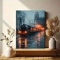 thumbnail image 6 of Foggy Night Railway Steam Train Canvas Wall Art, Modern Home Decor Canvas Print for Living Room Bedroom, 6 of 8