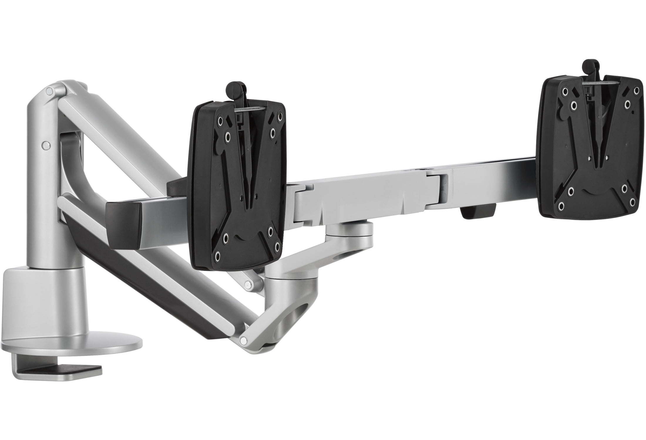 Novus CLU Plus X2 c HD Monitor Arm Set for 2 Screens, Easy Alignment, 3-in-1 Mount, Silver