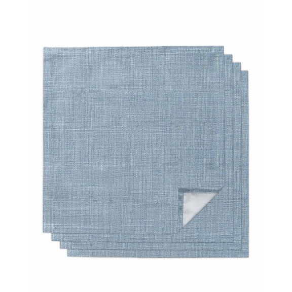 Vintage Sky Blue Cloth Napkins Set of 4 Reusable Dinner Napkins, Farmhouse Retro Solid Color Linen Texture Cocktail Napkin Washable Table Napkins for Wedding/Holiday Party/Baby Shower 20"x20"