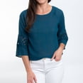 thumbnail image 2 of Elsie & Zoey Skylah Boho XL Tidel Teal Raglan Sleeve Crepe Blouse for Women, 2 of 7