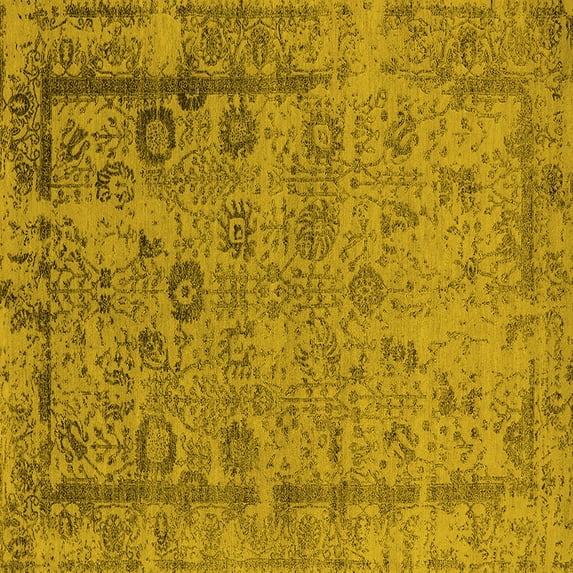 Ahgly Company Indoor Square Oriental Yellow Industrial Area Rugs, 5' Square