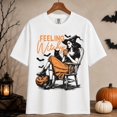 thumbnail image 2 of Feeling Witchy Halloween Shirt, Retro Witch Black Cat Coffee Graphic Tee, Vintage Fall Spooky Season Gift for Women, Unisex, 2 of 9