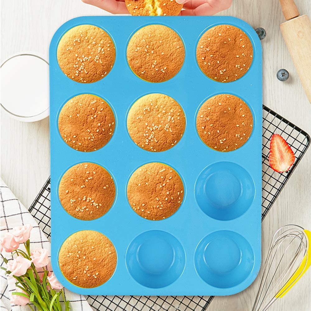 Silicone Jumbo Muffin Pan 12 Cups European Grade Cupcake Baking Pan Large Size Non Stick Muffin Molds for Baking Muffin Tray Food Grade Muffin Tins BPA Free Walmart