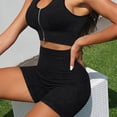 thumbnail image 4 of cfhntfmh Workout Sets for Women Slim Sleeveless Cutout Front Zipped Sports Bras Stretch Seamless Biker Shorts Athletic Outfits, 4 of 6