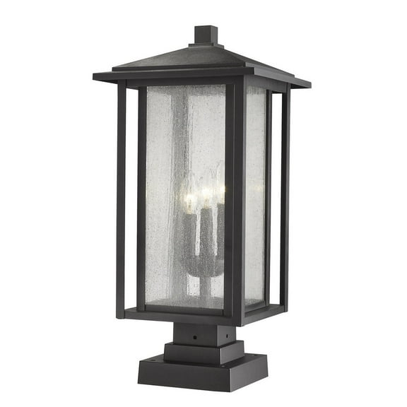 3 Light Outdoor Square Pier Mount Lantern In Seaside Style 11 Inches Wide By 23.5 Inches High-Black Finish Z-Lite 554Phxls-Sqpm-Bk