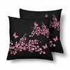 MKHERT Cherry Blossom With Butterflies Pillowcase Pillow Protector Cushion Cover 18x18 inch,Set of 2