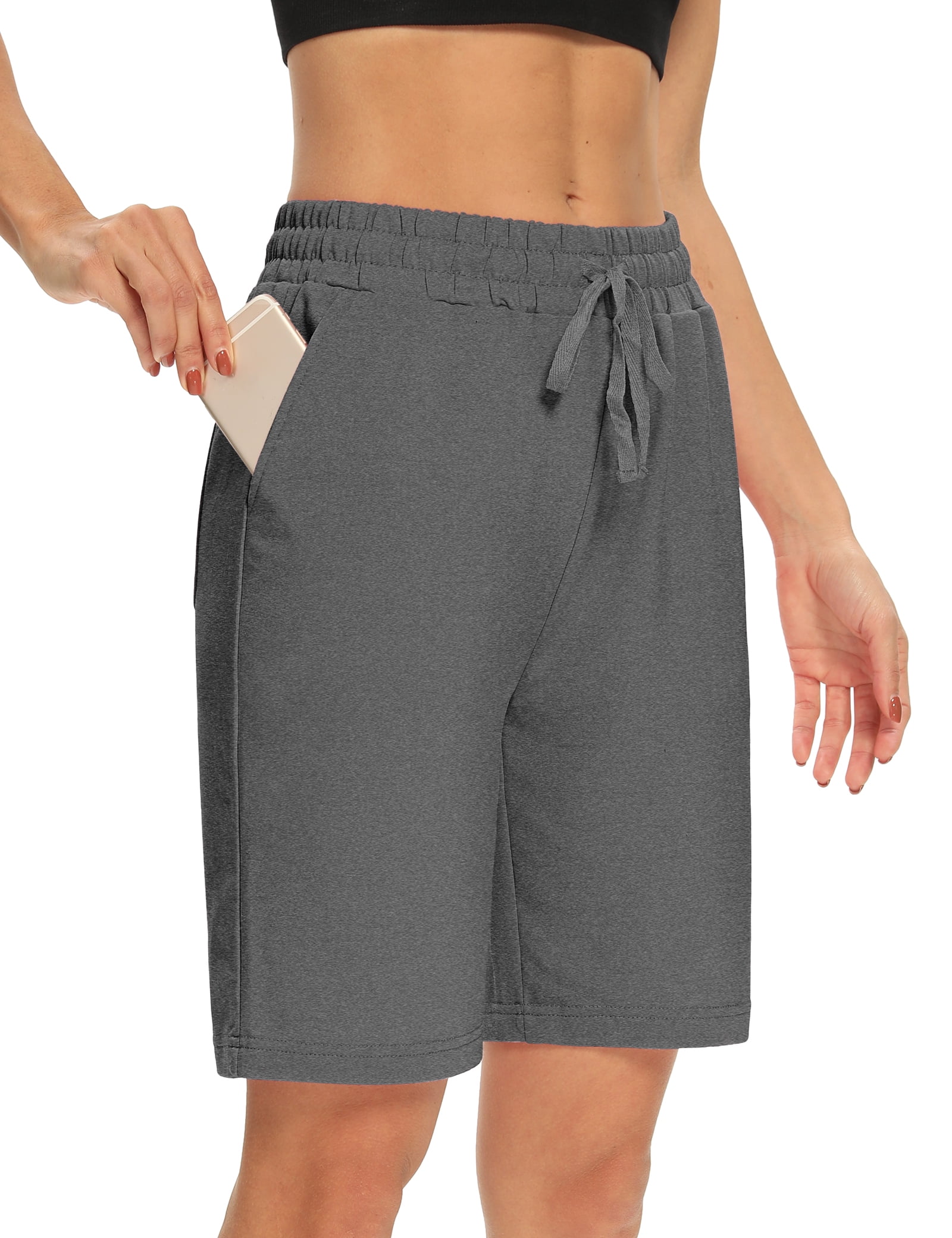 SEVEGO Donna 25cm Cotton Lounge Bermuda con Tasche con Zip Active Workout Casual Pamaja Walking Shorts