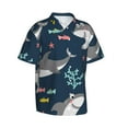 thumbnail image 2 of Uemuo Friendly Smiling Sharks Printed Regular Fit Short Sleeve Casual Hawaiian Shirt for Men,Aloha shirt,Tropical shirt,Floral print shirt,Vacation Beach shirt-Small, 2 of 9