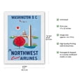 thumbnail image 2 of Washington D.C. - United States Capitol - Washington Monument - Fly Northwest Orient Airlines - Vintage Airline Travel Poster c.1950s - Japanese Unryu Rice Paper Art Print (Unframed) 17 x 22 in, 2 of 4