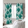 thumbnail image 2 of Green Geometric Moroccan Black Out Curtains 84 Inch Long for Living Room, Abstract Art Teal Ombre Modern Blackout Curtain Shade Thermal Insulated Window Curtains Grommet Drapes 42"x84" 2 Panels, 2 of 8