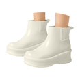 thumbnail image 3 of Bottes de Pluie pour Femmes Chaussures de Pluie Durables Semelle Chaussures Activités Extérieures Design Confortable Bottes en Caoutchouc pour Femmes Blanches 38, 3 of 9