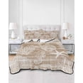 thumbnail image 2 of Quilts Full Size Bedding Set, Brown Coastal Lightweight Quilted Comforter, Nautical Coral Starfish Shell Seahorse Ocean Soft Reversible Bedspread Coverlet with Pillow Covers for All Season, 78" x 90", 2 of 7