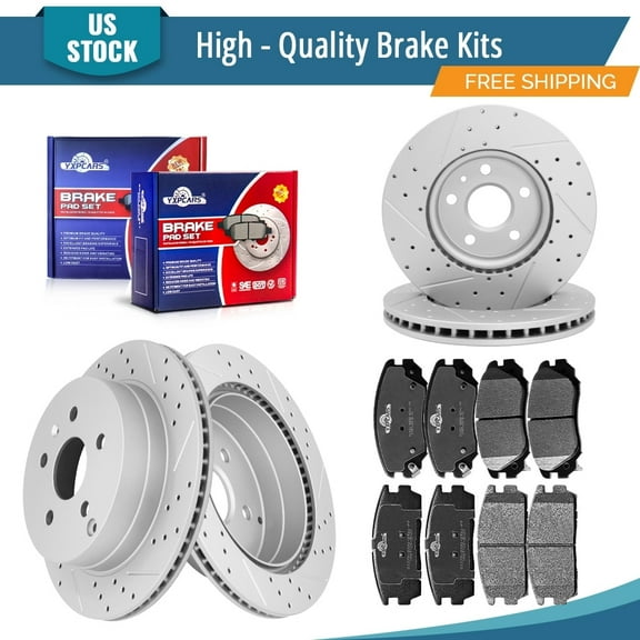 YXPCARS 12PCS Front Rear Brake Rotors Ceramic Brake Pads, Brake Kits for Chevrolet Equinox GMC Terrain 2010-2017 All Models (55174, 55178 , D1421, D1275）