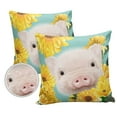 thumbnail image 2 of Outdoor Throw Pillow Cover Cut Pig Blossom Sunflower Waterproof Cushion Covers 2 Pack Yellow Farm Flower Pillow Cases Home Decoration for Patio Garden Couch Sofa, 2 of 7
