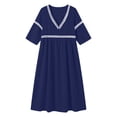 thumbnail image 7 of Puyaiuu Womens Summer V Neck 3/4 Sleeve Casual Midi Dress With Cutout Detail Navy S Gift, 7 of 7