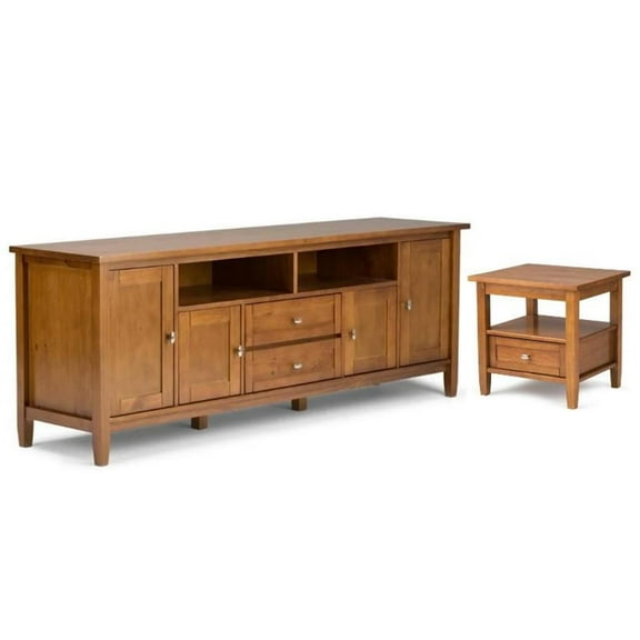 Home Square 2-Piece Set with 72" TV Media Stand up to 80" & 20" End Side Table