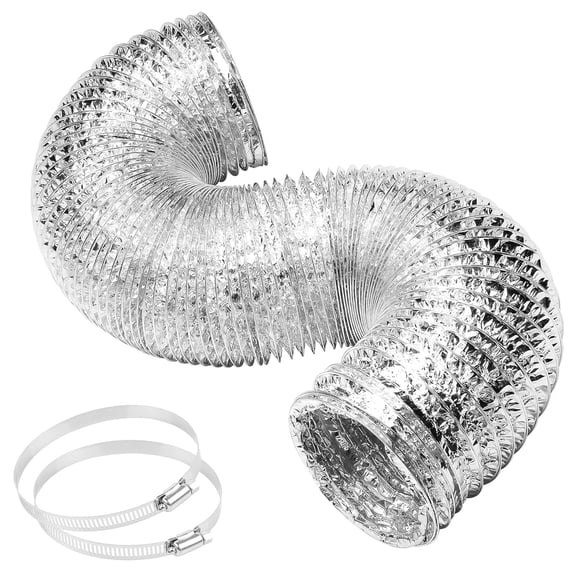 Taisouw Dryer Vent Hose-4 inch Ducting Vent Hose Flexible Aluminum Foil Non-Insulated (4 inch 8 feet) with 2 Clamps