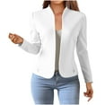 thumbnail image 2 of ClodeEU Women's Work Office Croped Blazer Jacket ,Sleeve Long Collarless, Work Office Cardigan Suit Jacket White,Womens Plus L, 2 of 9