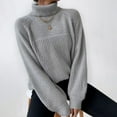 thumbnail image 2 of Chandail-Over Décontracté Surdimensionné en Tricot Côtelé pour Femmes Manches Longues Col Rond Hauts Automne Hiver Mode Confortable Doux Chaud, 2 of 5