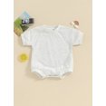 thumbnail image 2 of Bslissey Baby Boys Girls Short Sleeve Romper 3M 6M 9M 12M Infant Solid Color Crew Neck Loose Jumpsuit Newborn Casual T-shirt Bodysuit for Spring Summer, 2 of 8