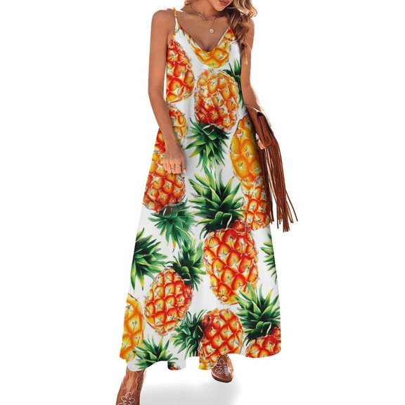 Lunarable Pineapple Sleeveless Dress Women's Luxury Party Dress Birthday Dresses for Women