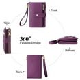 thumbnail image 2 of SENDEFN Portefeuille Bifold Durable pour Femmes avec Blocage RFID, Foncé et Violet, 2 of 6