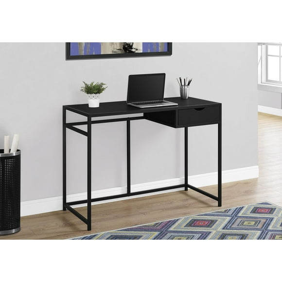 Monarch Specialties Computer Desk, Home Office, Laptop, Storage Drawer, 42"l, Work, Metal, Laminate, Black, Contemporary, Modern