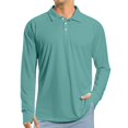 thumbnail image 2 of Fabrcox Mens Long Sleeve Rash Guard Upf 50+ Ice Silk Lapel Collar Henley Mens Sun Protection Shirt Camping Mens Swimming Shirts with Thumb Holes, 2 of 7