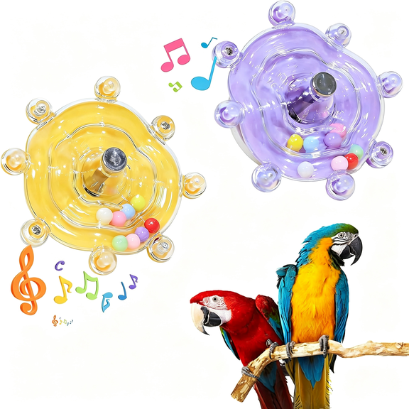 BESTSKY 2Pack Bird Spinner Toys for Parakeets, Colorful Spinning Wheel Chew Toys, Interactive Rotate Rattle Parrot Toys for Bird Cage, Accessories for Entertainment Chewing Exercise