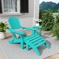 thumbnail image 4 of Polytrends  Laguna Hdpe All Weather Outdoor Patio Foldable Adirondack Chair With Ottoman And Side Table (3-Piece Set) Turquoise, 4 of 5